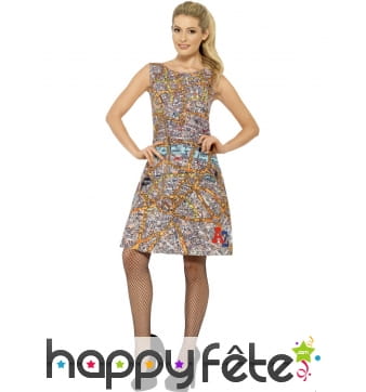 Déguisement robe carte de Londres imprimée