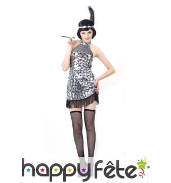 Déguisement robe courte charleston à dos nu