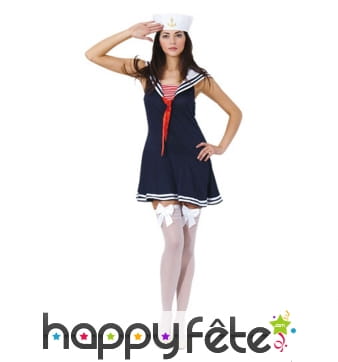 Déguisement robe courte de marin bleu