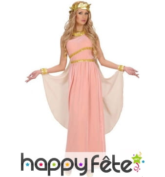 Déguisement robe de déesse grecque rose unie