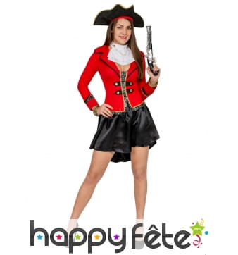 Déguisement robe de femme pirate noir rouge