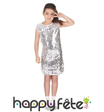 Déguisement robe disco argentée pour enfant