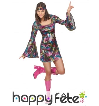Déguisement robe disco courte et colorée