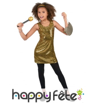 Déguisement robe disco dorée pour enfant