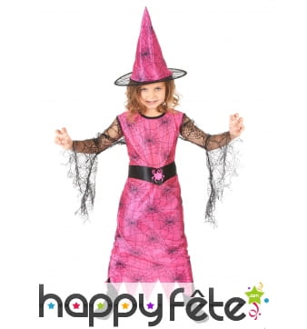Déguisement rose de sorcière araignée pour enfant