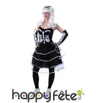 Déguisement robe squelette pour femme