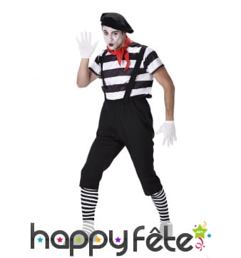 Déguisement salopette de mime pour homme