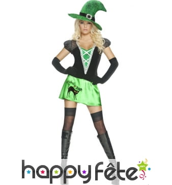 Déguisement sexy de sorcière vert