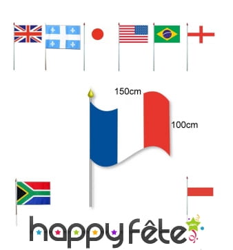 Drapeau sur hampe de 100 x 150 cm