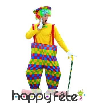Déguisement salopette large multicolore de clown