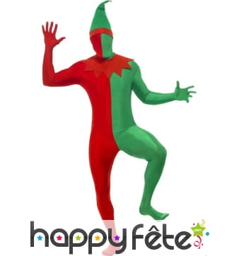 Déguisement seconde peau elfe rouge vert