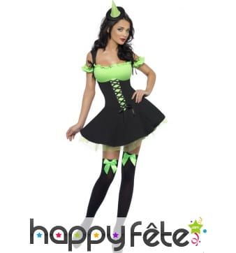 Déguisement sorcière sexy vert
