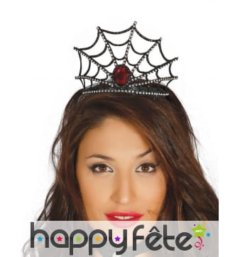 Diadème toile d araignée avec faux rubis adulte