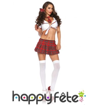 Déguisement tartan très court d'écolière