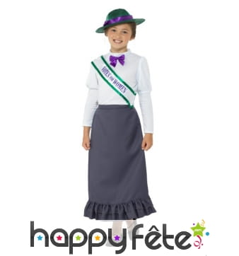 Déguisement victorien de Suffragette pour enfant
