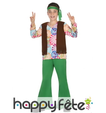 Déguisement vert et coloré de petit hippie