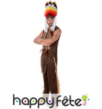 Ensemble marron foncé d'indien pour adulte