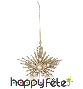 Étoile Paillettes Dorées pour Sapin, 12cm