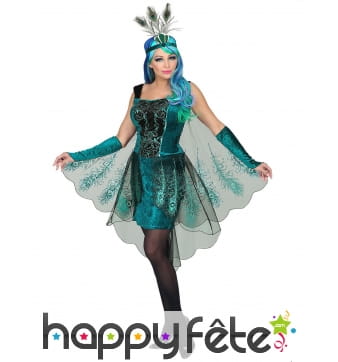 Elégante robe paon avec voile pour femme