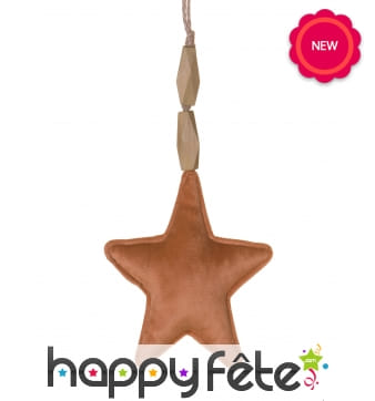 Etoile terracotta velours à suspendre, 15cm