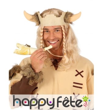 Fausse corne de brume sculptée tête de lion, 24 cm