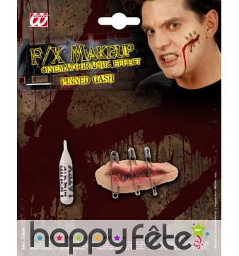 Fausse cicatrice fermée par 3 épingles