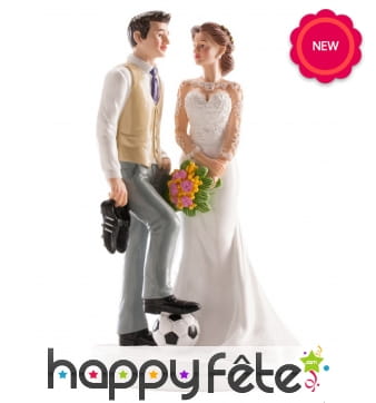 Figurine de couple foot pour gâteau de mariage