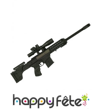 Fausse Mitraillette noire unie de 50cm, sonore