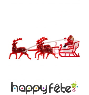 Figurine Père Noel et traîneau pour gateau, 14cm
