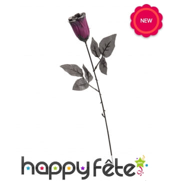 Fausse rose noire violacé saupoudrée de paillettes