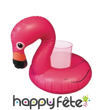 Flamant rose porte goblet gonflable