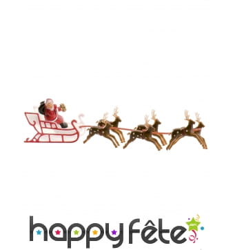 Figurine Traineau du Père Noel pour gateau, 22cm