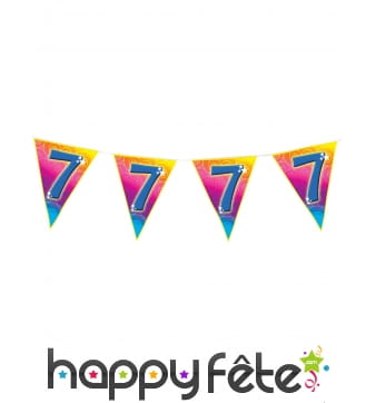 Guirlande 7 ans de 5m, fanions triangulaires