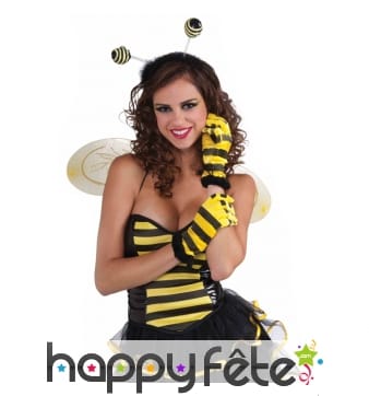 Gants abeille à rayures noires et jaunes