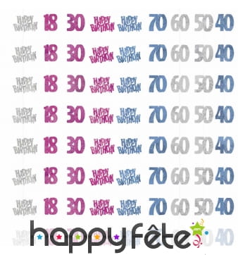 Guirlande âge à suspendre, pailletées