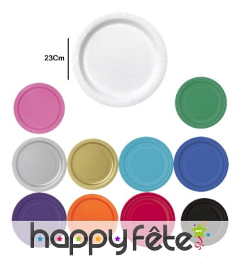 Grandes assiettes rondes en carton de 22cm