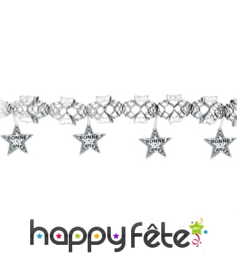 Guirlande bonne année argentée étoiles imprimées