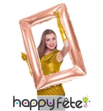 Grand ballon cadre rose doré de 85 x 60 cm