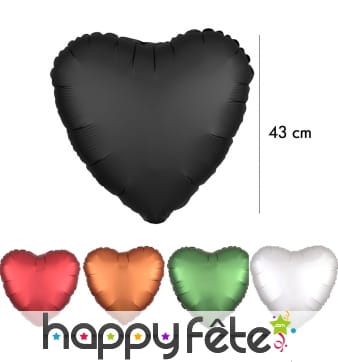 Grand ballon coeur en alu couleur unie de 43 cm