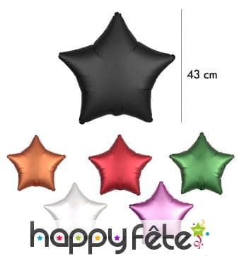 Grand ballon étoile en alu couleur unie de 43 cm