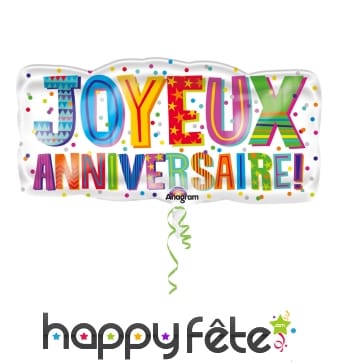Grand ballon Joyeux Anniversaire rectangulaire