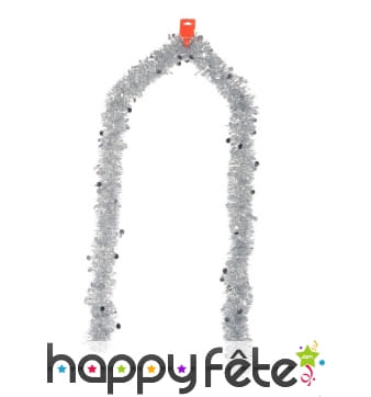 Guirlande chenille argentée de 9cm sur 2m