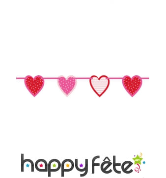 Guirlande coeurs décorés, 196cm