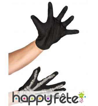 Gants courts main squelette pour adulte