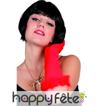 Gants cannes rouges avec plumes