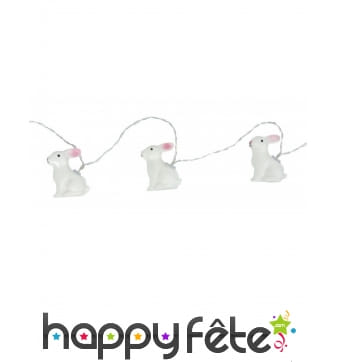 Guirlande de 10 lapins blancs lumineux de 160cm