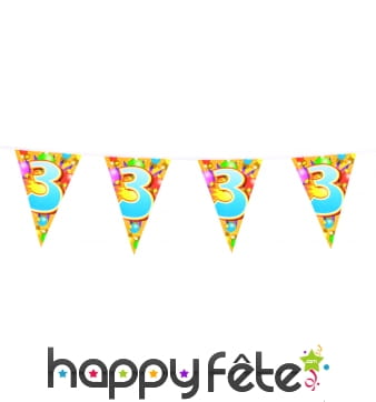 Guirlande d'Anniversaire en plastique chiffre 3