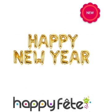 Guirlande de ballons Happy New Year dorés