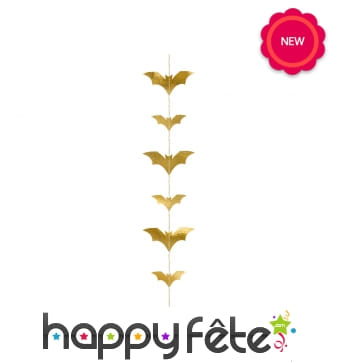 Guirlande de chauve-souris dorées, 150cm