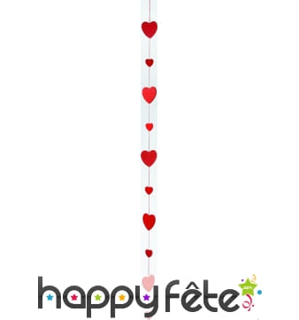 Guirlande de coeurs rouges en bois